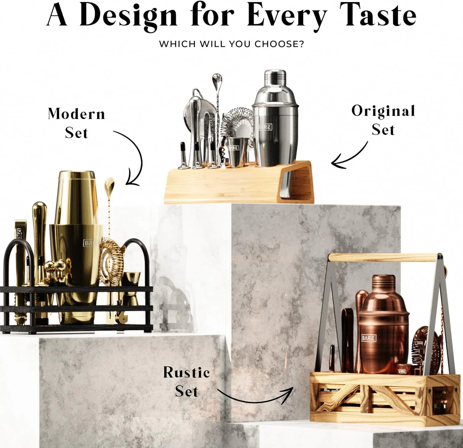 BARE BARREL® Mixology Bartender Kit Bar Set | 16-Piece Cocktail Shaker Set | Martini Barware Mixing Tools for Home Bartending | Incl. 35 Recipe Cards | Gift Set (28oz Boston Shaker, Silver/Black)