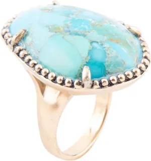 Barse Jewelry Refined Blue Turquoise Golden Statement Ring
