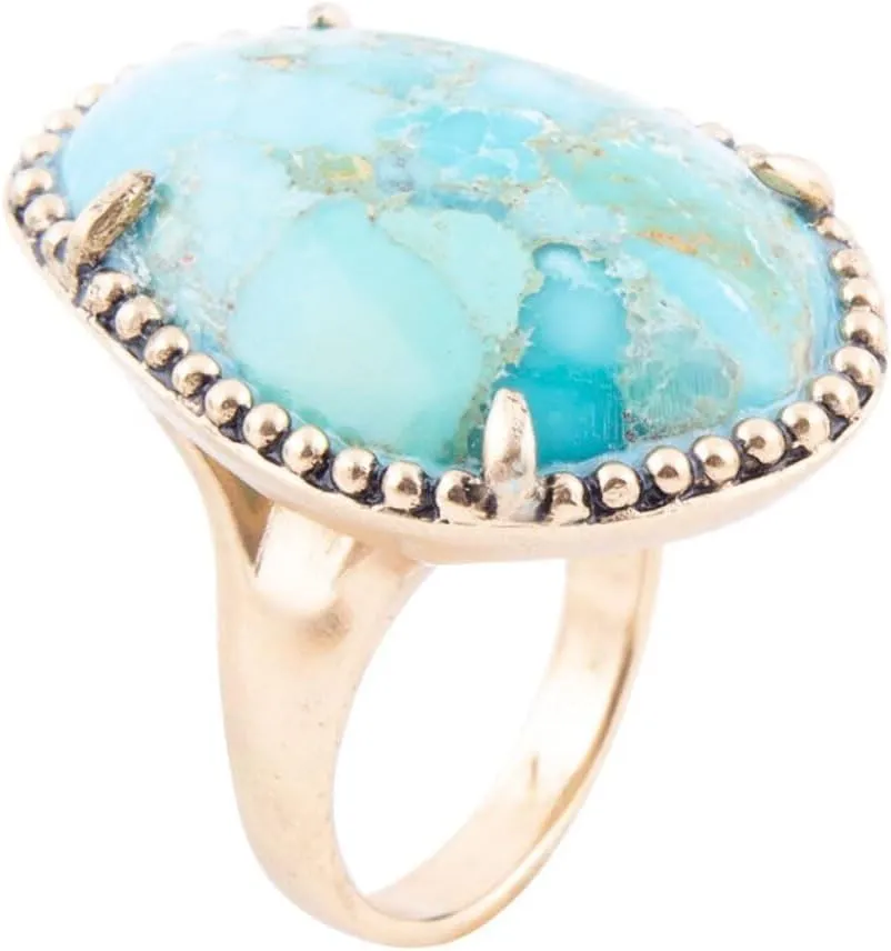 Barse Jewelry Refined Blue Turquoise Golden Statement Ring