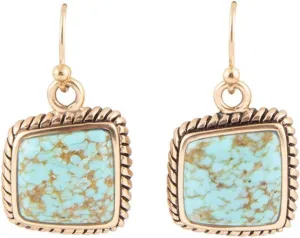 Barse Jewelry Roped Blue Turquoise Golden Dangle Earrings