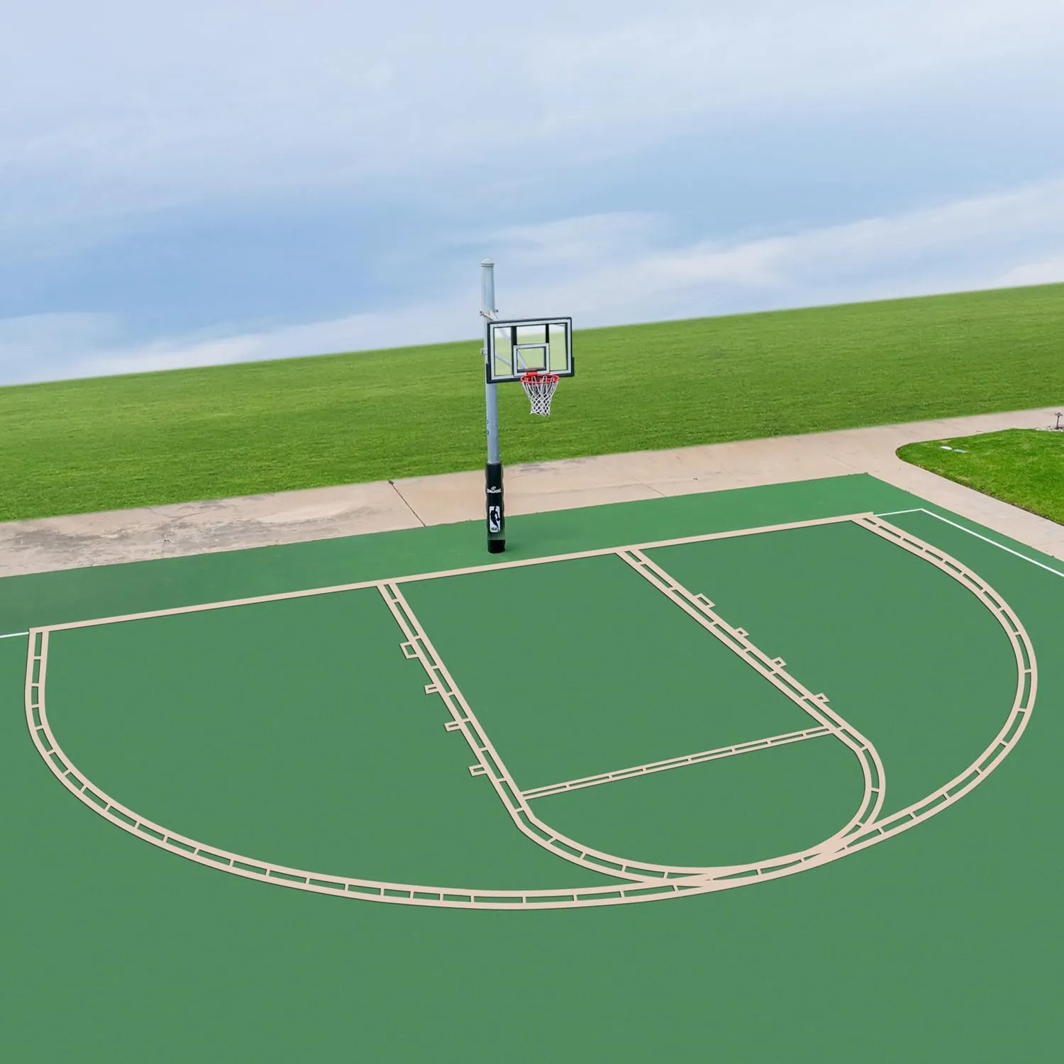Basketball Court Marking Kit Basketball Court Stencil Kit for Concrete Driveway to Paint Basketball Court Lines Half Court High School Regulation Size 39.6' x 21'