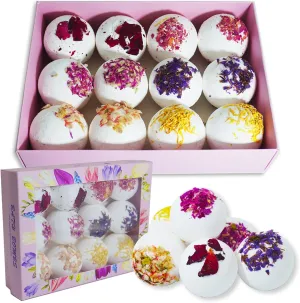 Bath Bombs, Flower Petals Bath Bombs for Women, Handmade Fizzy Bath Bomb with Essential Oils Bath for Moisturizing Dry Skin & Relaxing, Birthday Valentines Mother's Day Gifts for Women