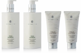 BATH and BLOOM Jasmine Body Lotion and Virgin Coconut Hand Cream Set.