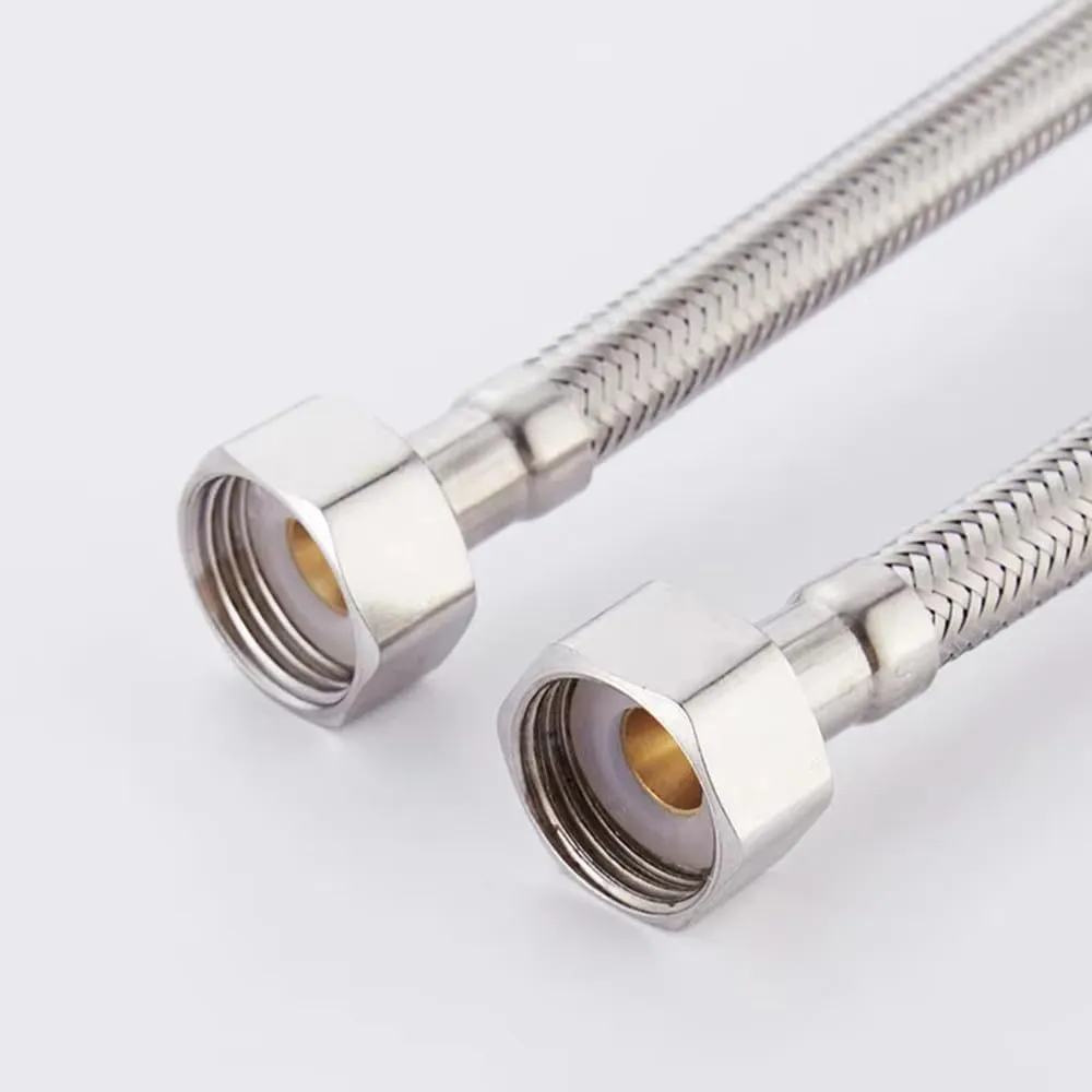 Bathroom Hose Stainless Steel Flexible Water Pipe Kitchen 2 Pieces/Set Hot and Cold Water Tap Water Supply Hose,2pcs G3,8,60cm