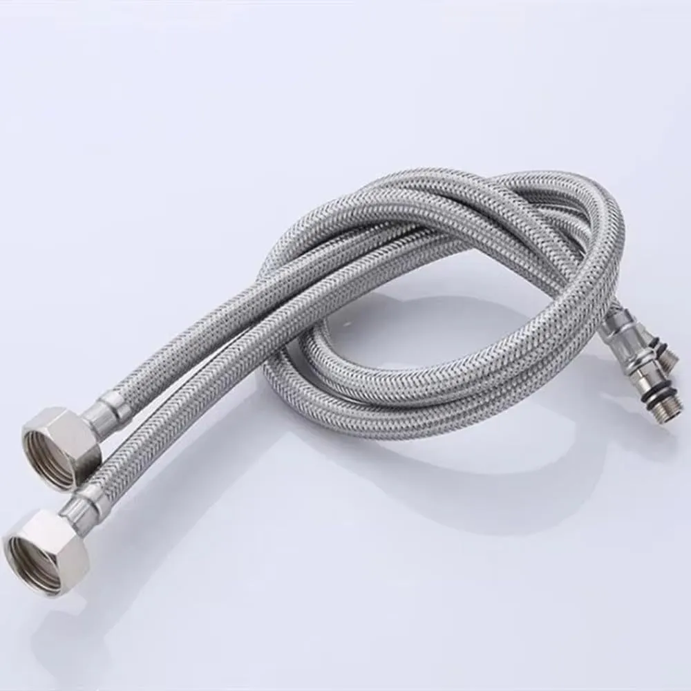 Bathroom Hose Stainless Steel Flexible Water Pipe Kitchen 2 Pieces/Set Hot and Cold Water Tap Water Supply Hose,2pcs G3,8,60cm