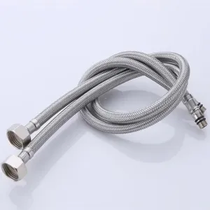 Bathroom Hose Stainless Steel Flexible Water Pipe Kitchen 2 Pieces/Set Hot and Cold Water Tap Water Supply Hose,2pcs G3,8,60cm