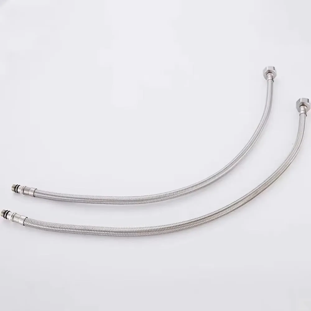 Bathroom Hose Stainless Steel Flexible Water Pipe Kitchen 2 Pieces/Set Hot and Cold Water Tap Water Supply Hose,2pcs G3,8,60cm