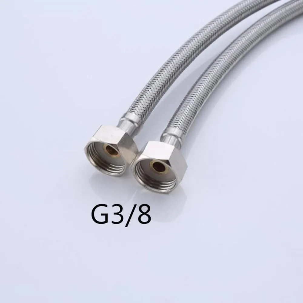 Bathroom Hose Stainless Steel Flexible Water Pipe Kitchen 2 Pieces/Set Hot and Cold Water Tap Water Supply Hose,2pcs G3,8,60cm