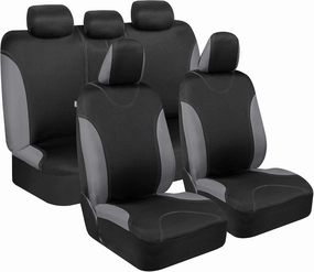 BDK UltraSleek Gray Seat Covers for Cars, Two-Tone Front Seat Covers with Matching Back Car Seat Cover, Made to Fit Most Auto Truck Van SUV, Interior Car Accessories, Car Seat Covers Full Set