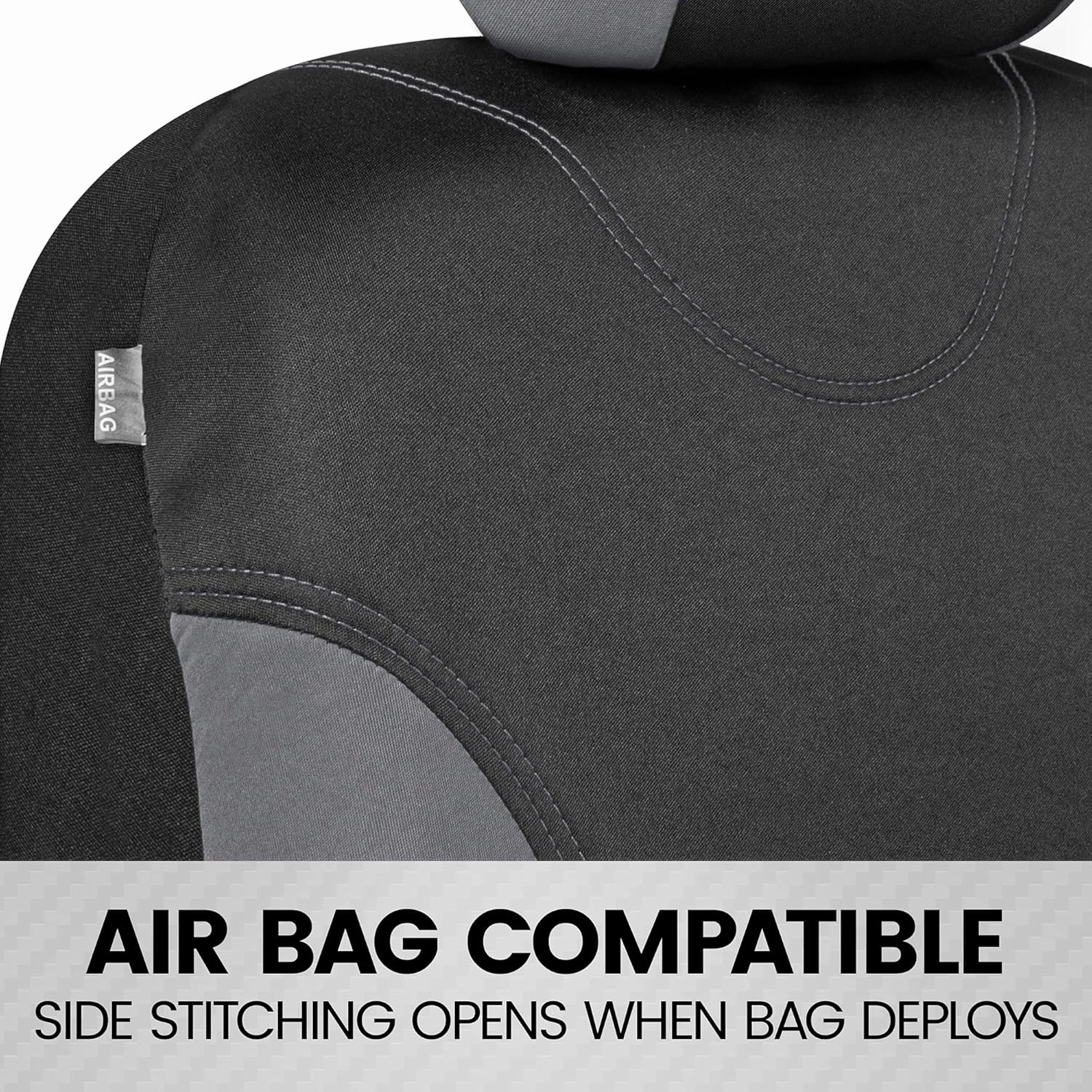 BDK UltraSleek Gray Seat Covers for Cars, Two-Tone Front Seat Covers with Matching Back Car Seat Cover, Made to Fit Most Auto Truck Van SUV, Interior Car Accessories, Car Seat Covers Full Set