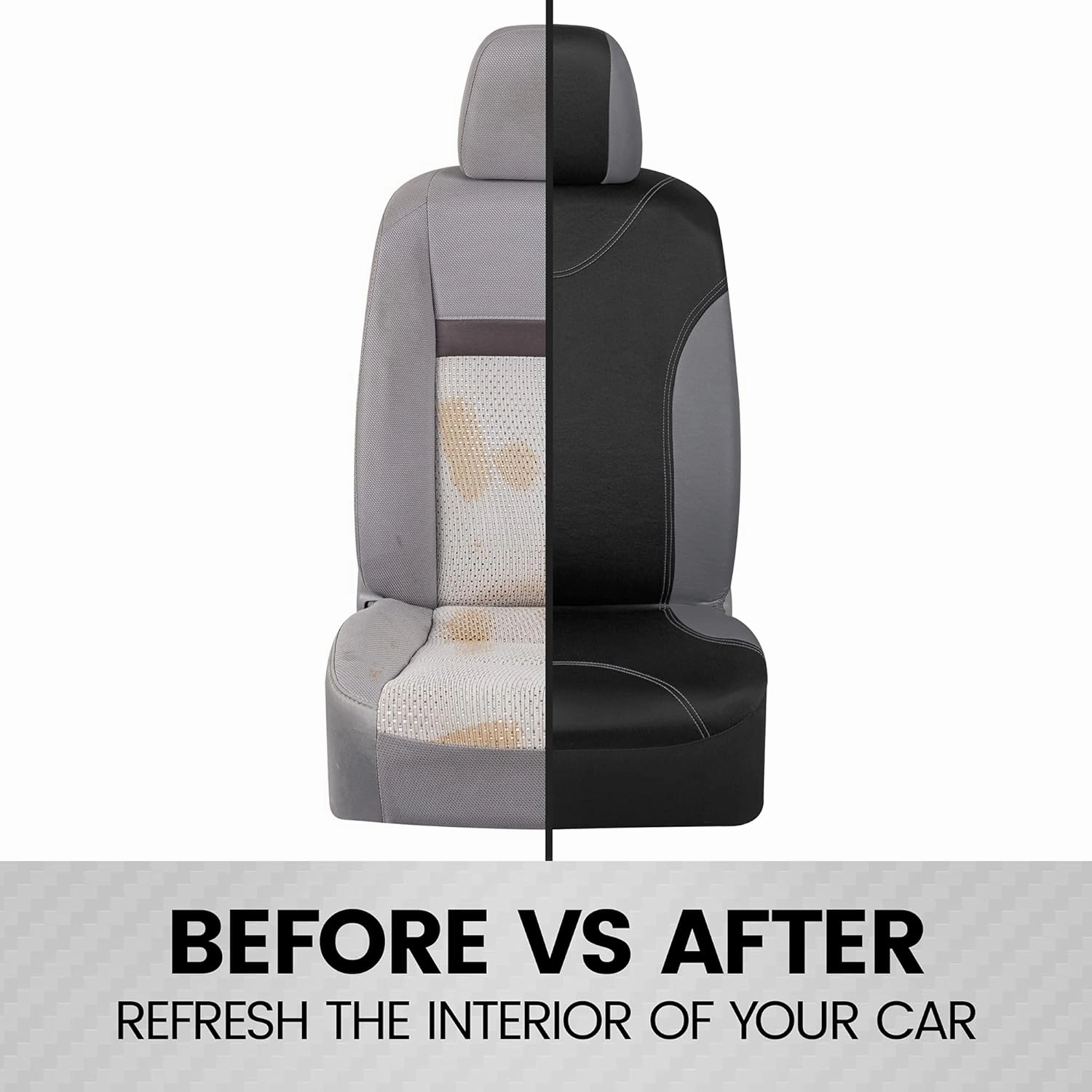 BDK UltraSleek Gray Seat Covers for Cars, Two-Tone Front Seat Covers with Matching Back Car Seat Cover, Made to Fit Most Auto Truck Van SUV, Interior Car Accessories, Car Seat Covers Full Set