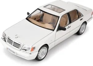 BDTCTK Compatible for 1:24 Benz W140 S320 Model Car, Diecast Collectible Pull Back Toy Car, Retro Classic Car with Sound and Light for Adults Kids Boys Girls, Gift White