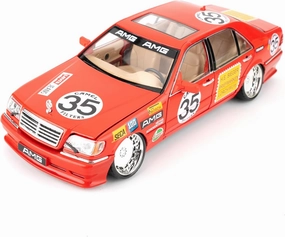 BDTCTK Compatible for 1:24 Benz W140 S320 Model Car, Diecast Collectible Pull Back Toy Car, Retro Classic Car with Sound and Light for Adults Kids Boys Girls, Gift Red