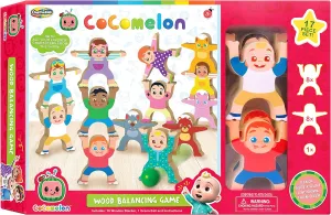 Be Amazing! Toys CoComelon Wooden Balancing Stackrobat Game- 16  Piece Stacking Montessori Activity for Boys & Girls Ages 3 
