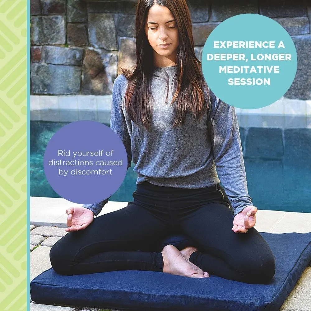 Bean Products Meditation Cushion Mat Set - Zafu Floor Pillow Organic Buckwheat Pillow   Cotton Filled Zabuton Prayer Pad - Meditation Pillow Yoga Knee Pad - Made in USA - 14" Round or 18" Oval