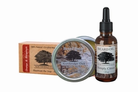 Beard Oil and Balm Set w/Organic Beard Soap - 5 Different Scents to Choose From. Keep your Beard Clean, Soft and Healthy (Simply Citrus - Scented with Pure Blood Orange Oil)