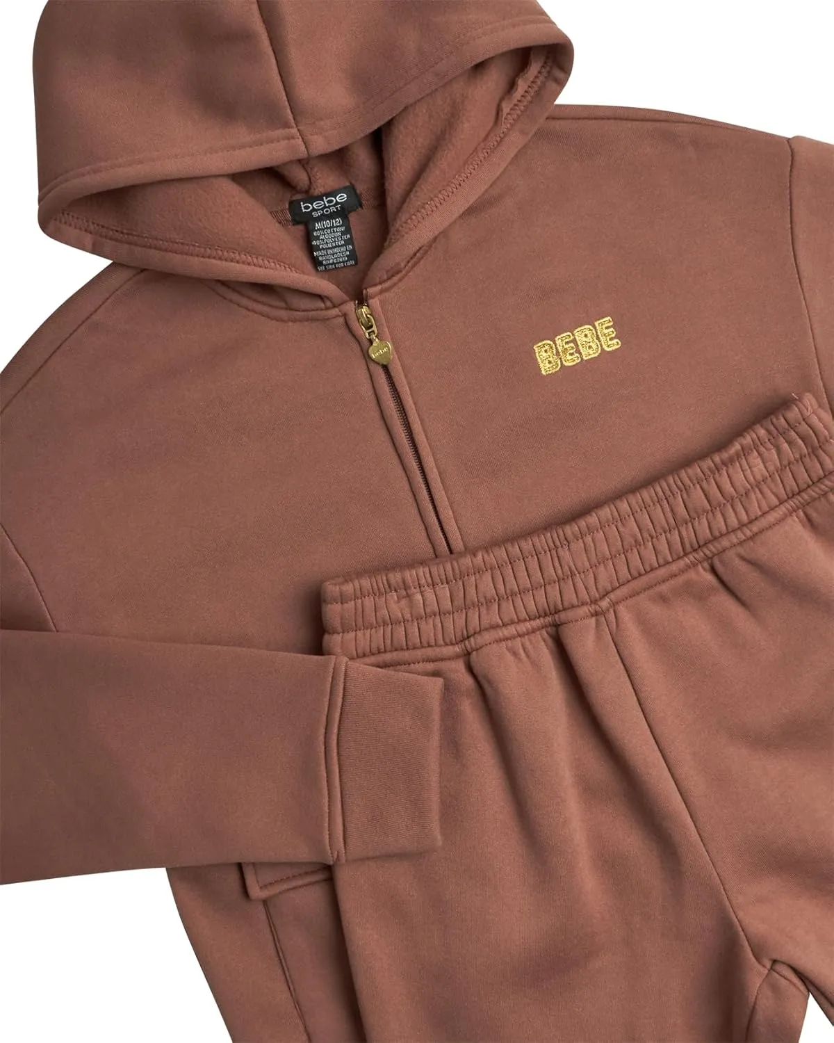 bebe Girls' Sweatsuit Set - 2 Piece Soft Fleece Full Zip Up Hoodie and Cargo Pants Set for Girls (7-12)
