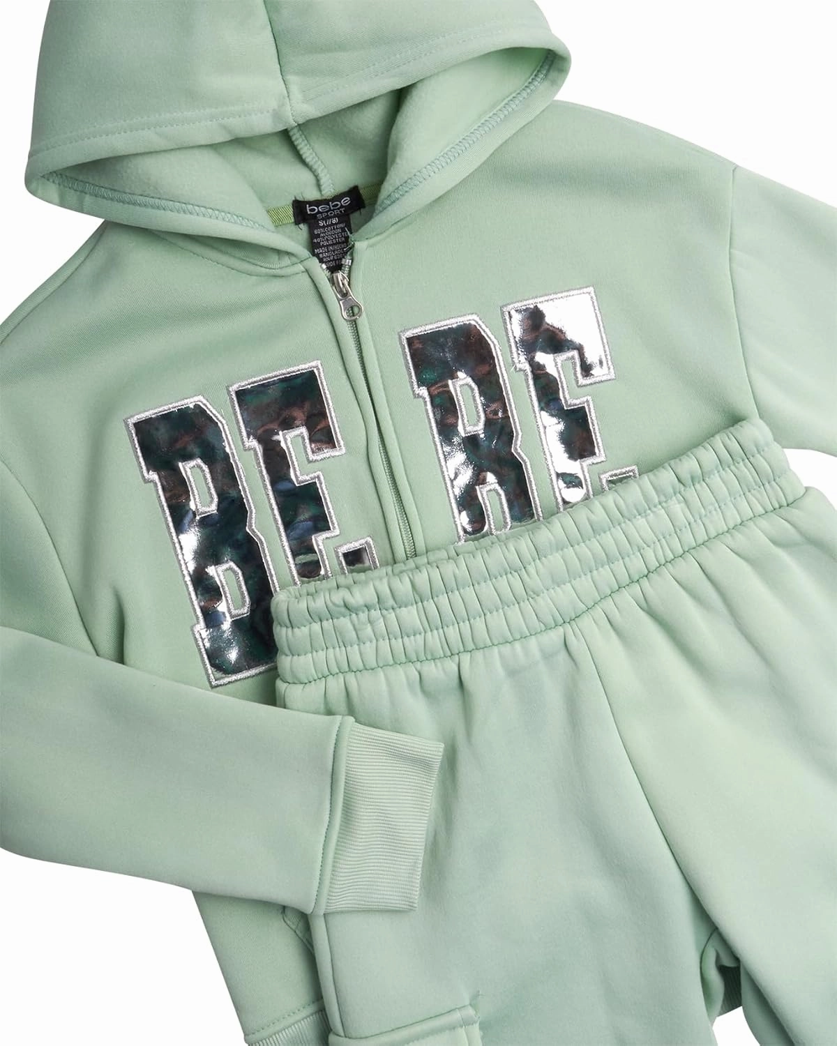 bebe Girls' Sweatsuit Set - 2 Piece Soft Fleece Full Zip Up Hoodie and Cargo Pants Set for Girls (7-12)