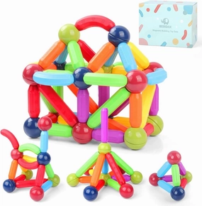 BEBOAN Magnetic Sticks and Balls, 68 pcs Magnetic Building Sticks Blocks for Kids, Magnetic Building Blocks for Kids, Educational Toys Preschool Gift for Girls Boys, Stem Toys for 3  Years Old Kids