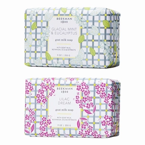 Beekman 1802 Goat Milk Body Soap Bar Set - Scented - 9 oz (Pack of 2) - Nourishes, Moisturizes & Hydrates - 100% Vegetable Soap - Good for Sensitive Skin - Cruelty Free