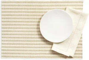 Bell Stripe Natural Placemat Set of 4, 14" x 19", Ivory Stripe Pattern