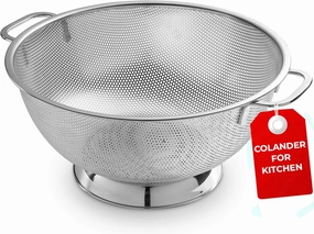 Bellemain Colander for Kitchen – 5 Qt Stainless Steel Strainer with Handle - 18/8 Pasta Strainer Bowl for Pasta, Spaghetti, Vegetables, Fruit, and Pot Draining - Stainless Steel Colander