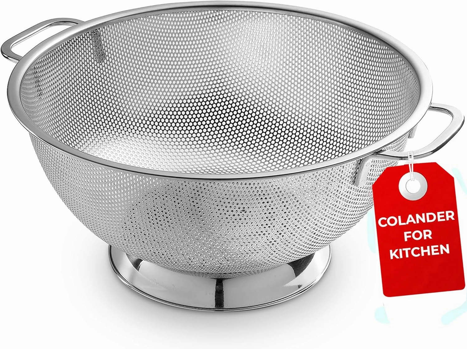 Bellemain Colander for Kitchen – 5 Qt Stainless Steel Strainer with Handle - 18/8 Pasta Strainer Bowl for Pasta, Spaghetti, Vegetables, Fruit, and Pot Draining - Stainless Steel Colander
