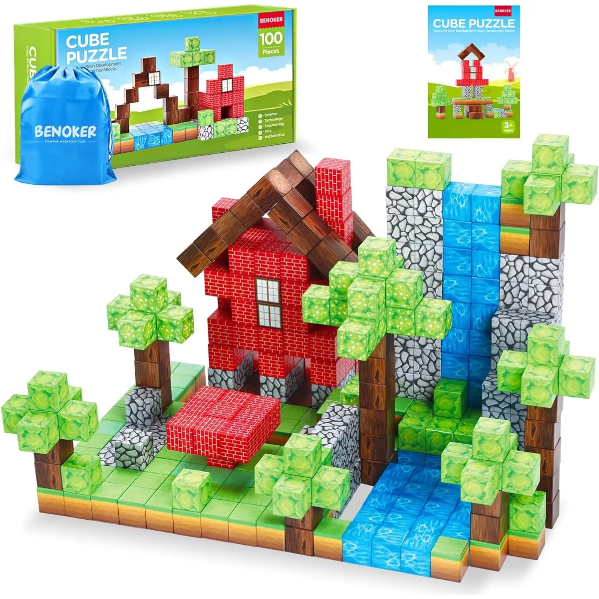 BENOKER Magnetic Building Blocks - Assembling Magnetic Set STEM Montessori Sensory Toys for Toddlers, Gifts for Boys & Girls, Ages 3-8