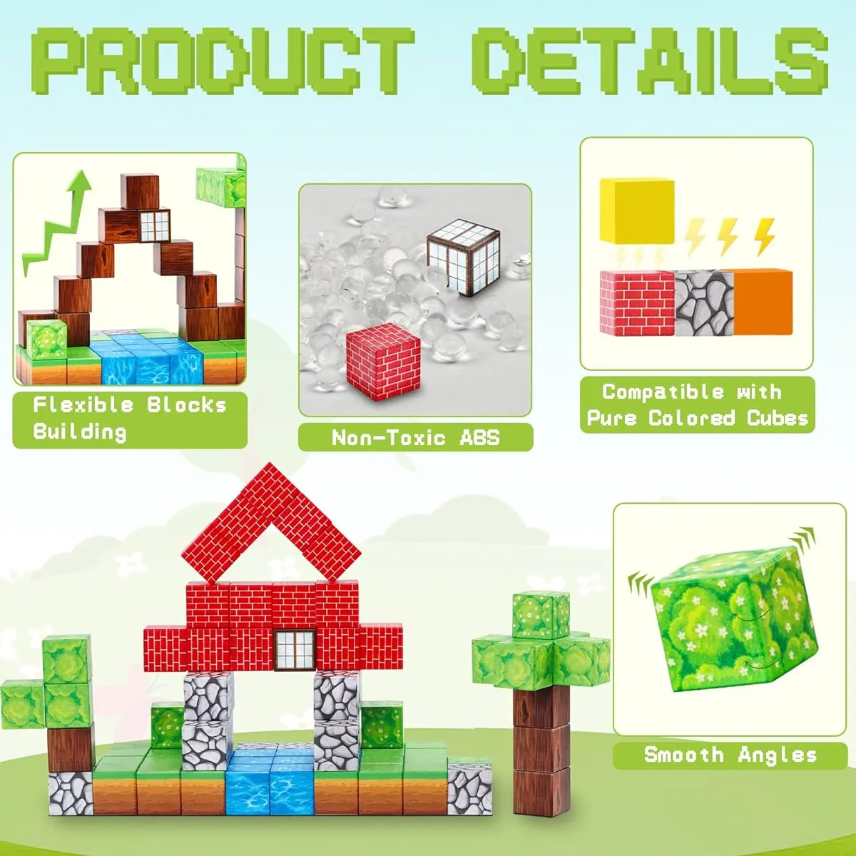 BENOKER Magnetic Building Blocks - Assembling Magnetic Set STEM Montessori Sensory Toys for Toddlers, Gifts for Boys & Girls, Ages 3-8