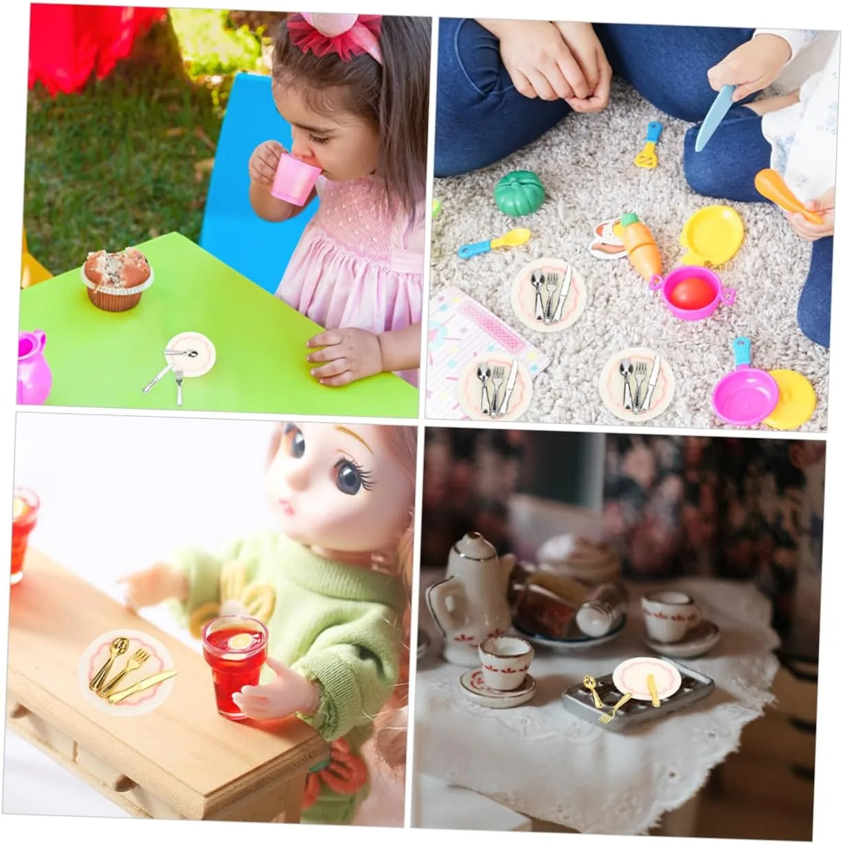 BESPORTBLE 16 Sets Dollhouse Building Supplies Miniature Tableware Set DIY Accessories for Miniature House Decor