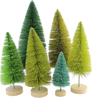 Bethany Lowe Hues of Green Bottle Brush Trees, Set of 6