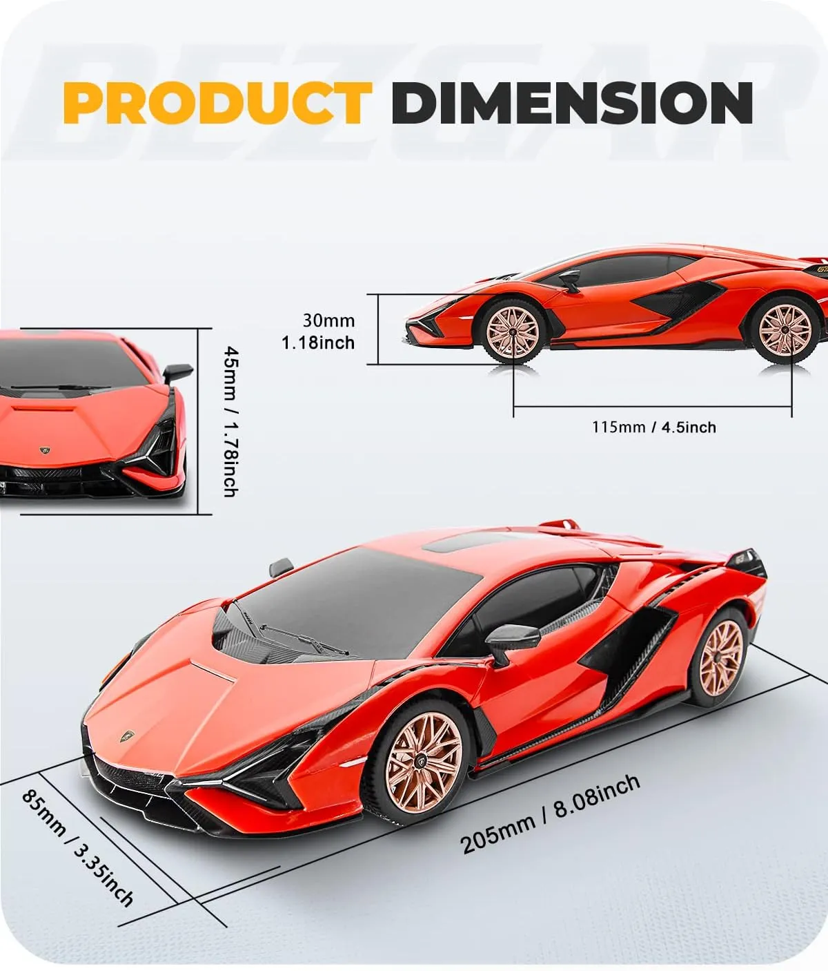 BEZGAR Remote Control Cars - 1:24 Scale Officially Licensed RC Series Lambo Sián FKP 37, Electric Sport Racing Hobby Toy Car Model Vehicle for Boys and Girls Teens and Adults Gift (Red)