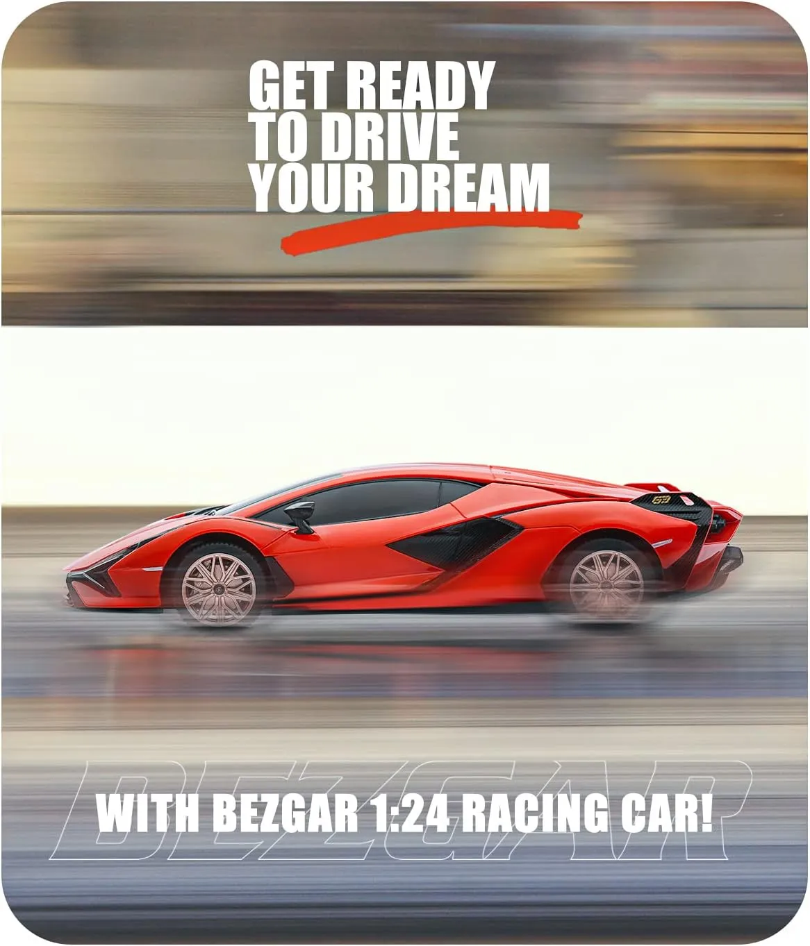 BEZGAR Remote Control Cars - 1:24 Scale Officially Licensed RC Series Lambo Sián FKP 37, Electric Sport Racing Hobby Toy Car Model Vehicle for Boys and Girls Teens and Adults Gift (Red)
