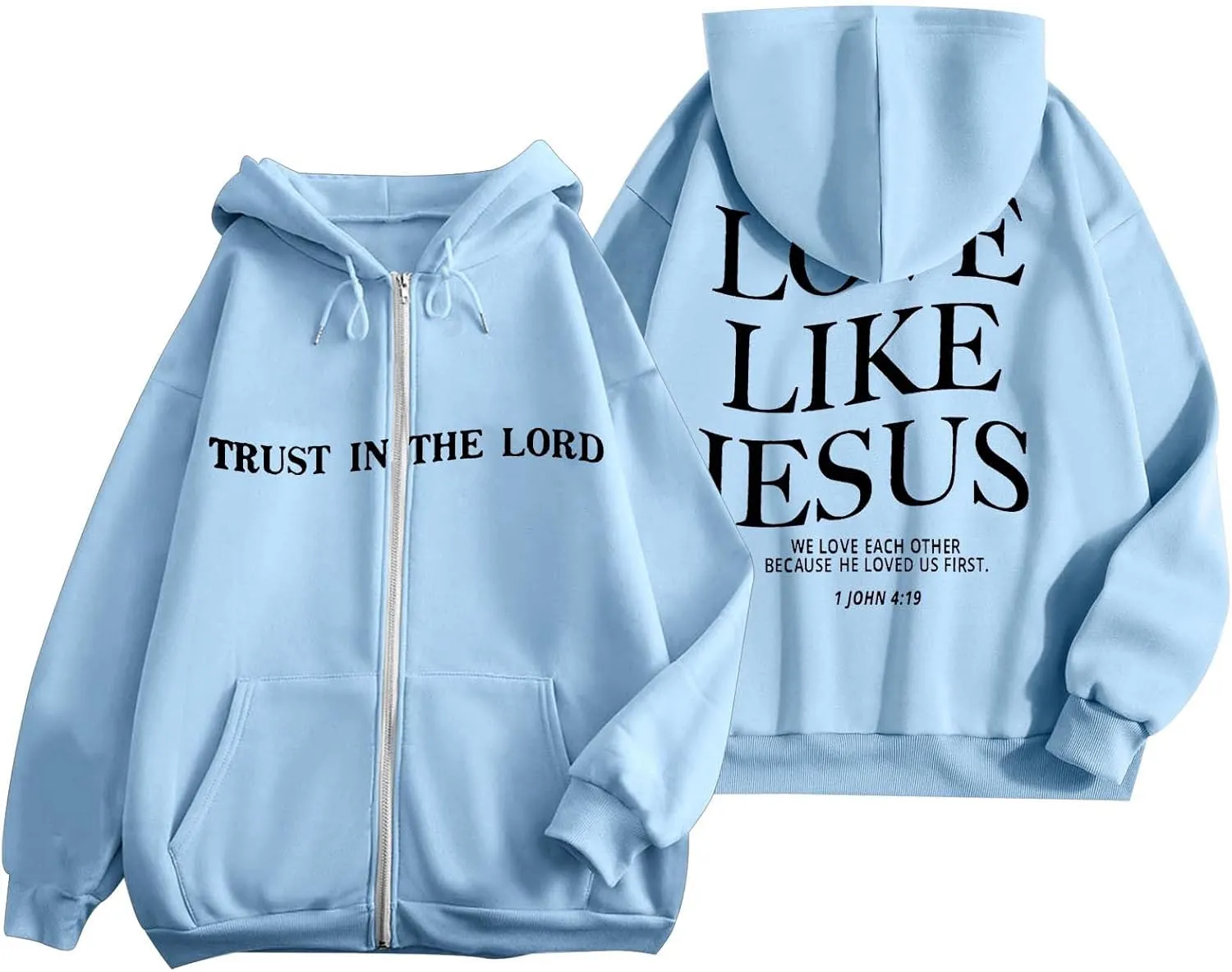 Bible Verse for Women Faith Over Fear Hoodie Fashion Shirt Christian Graphic Hoodies Pull Over Love Like Jesus Spirit