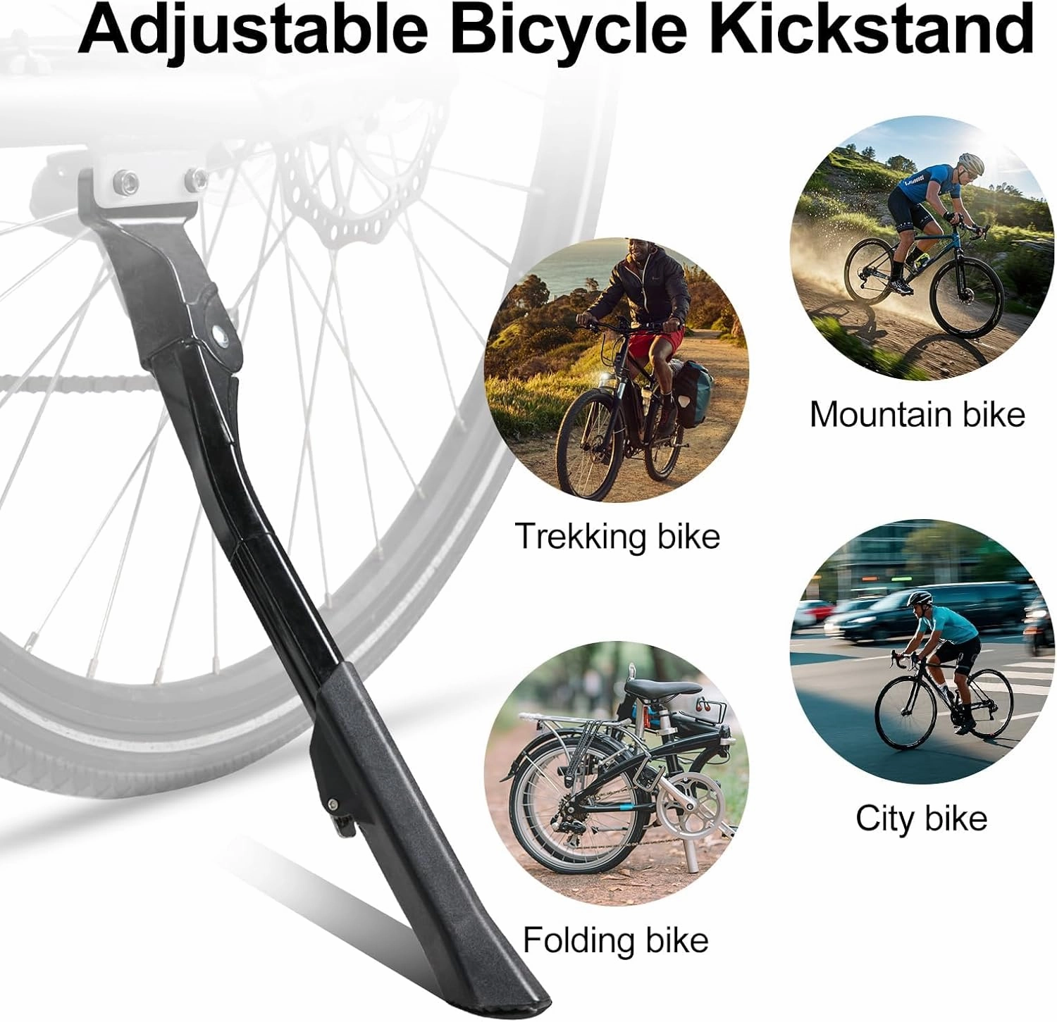 Bike Kickstand for Orbea Alma M10, Adjustable Kickstand Foot Side Stand Support, Aluminum Rear Side Bicycle Stand for Bike with Non-Slip Rubber Foot, B