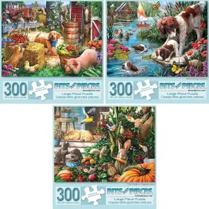 Bits and Pieces - 300 Piece Jigsaw Puzzle for Adults - Puppy Collection Large Piece Jigsaw Puzzle - Artist Larry Jones - 18" x 24"