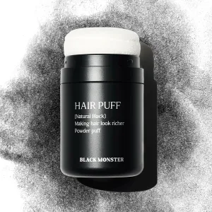 Black Monster BLACK Hair Puff – Natural Black, Volumizing Hair Fiber Powder, 0.92oz(26g)
