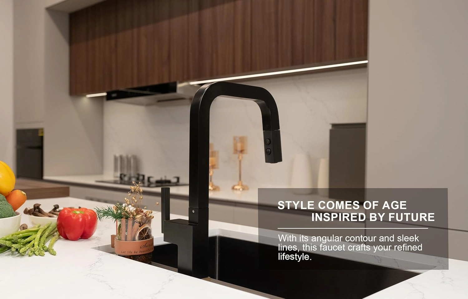 Black Kitchen Faucet, Lava Odoro Kitchen Faucets with Pull Down Sprayer, Matte Black Faucet for Kitchen Sink 1 Hole or 3 Holes with Magnetic Docking Spray Head and Deck Plate, KF182-MB