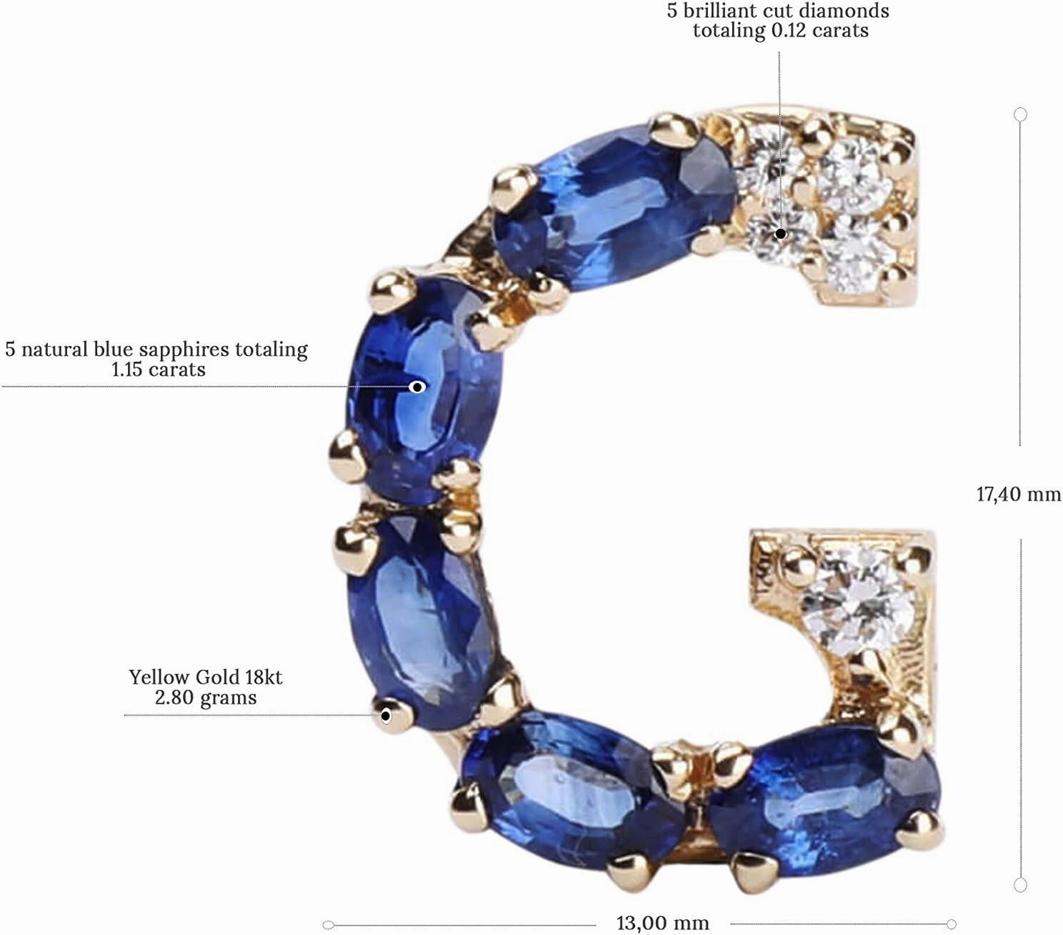 Blue Sapphire Initial Necklace With Diamonds & 18K Gold Chain | Irresistible Letter Pendants Jewelry | Perfect Valentine’s Day, Anniversary & Birthday Gift