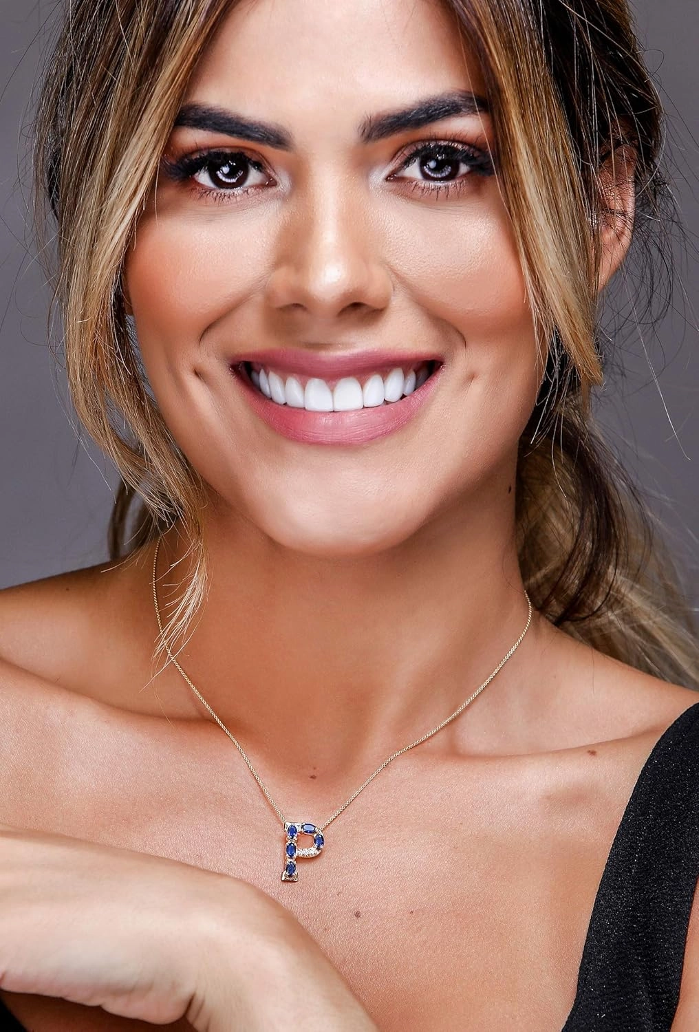 Blue Sapphire Initial Necklace With Diamonds & 18K Gold Chain | Irresistible Letter Pendants Jewelry | Perfect Valentine’s Day, Anniversary & Birthday Gift