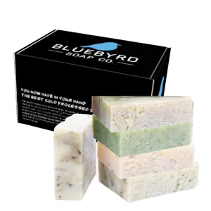 Bluebyrd Mint Bar Soap 5 Pack - Exfoliating Handmade Soap w/Dry Mint Leaves - All Natural for Men - Face & Body: Eucalyptus, Spearmint, Peppermint (Mint)