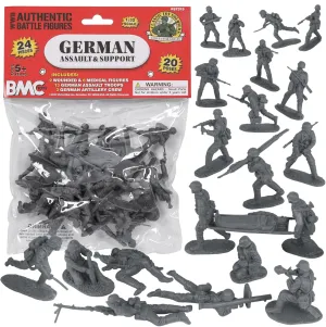 BMC CTS WW2 German Assault & Medics Plastic Army Men - 24pc Gray Soldier Figures
