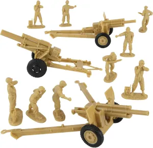 BMC CTS WW2 US Howitzer Artillery & Crew 12pc Tan Plastic Army Men Playset