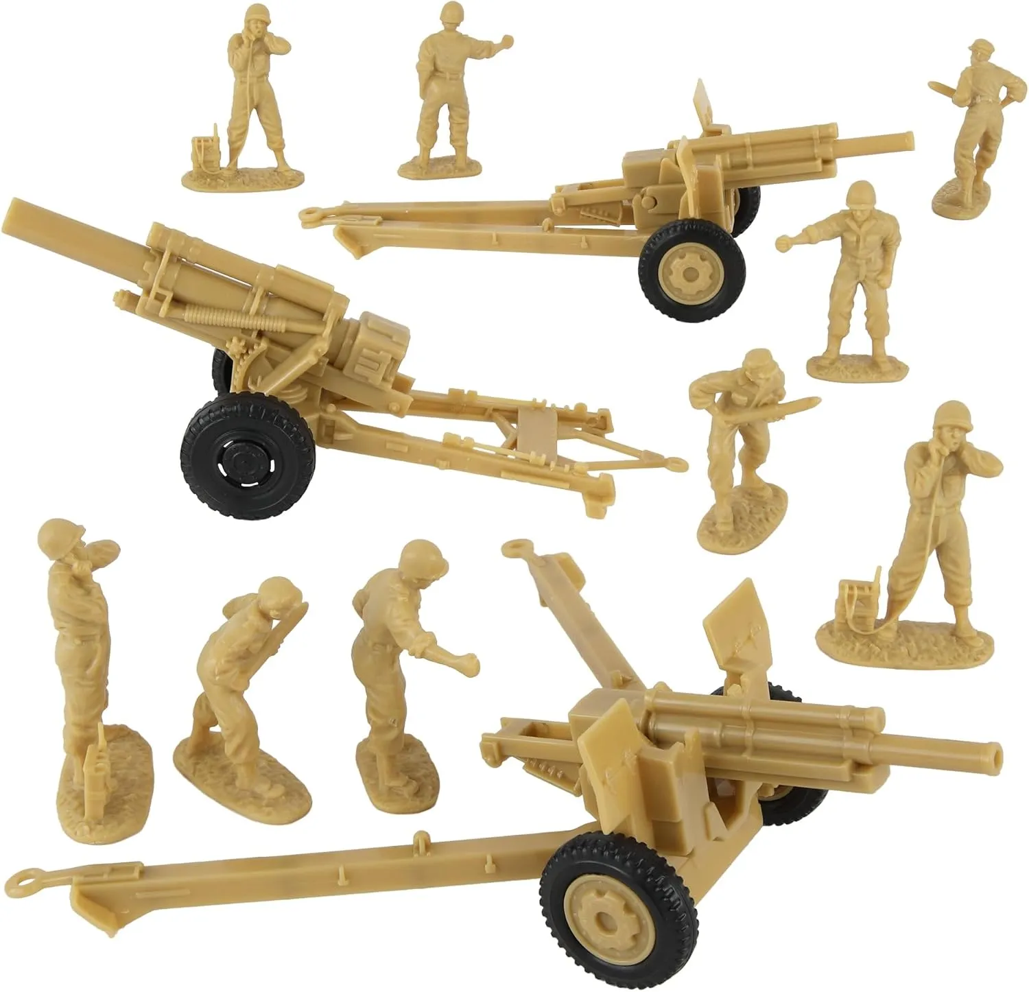 BMC CTS WW2 US Howitzer Artillery & Crew 12pc Tan Plastic Army Men Playset