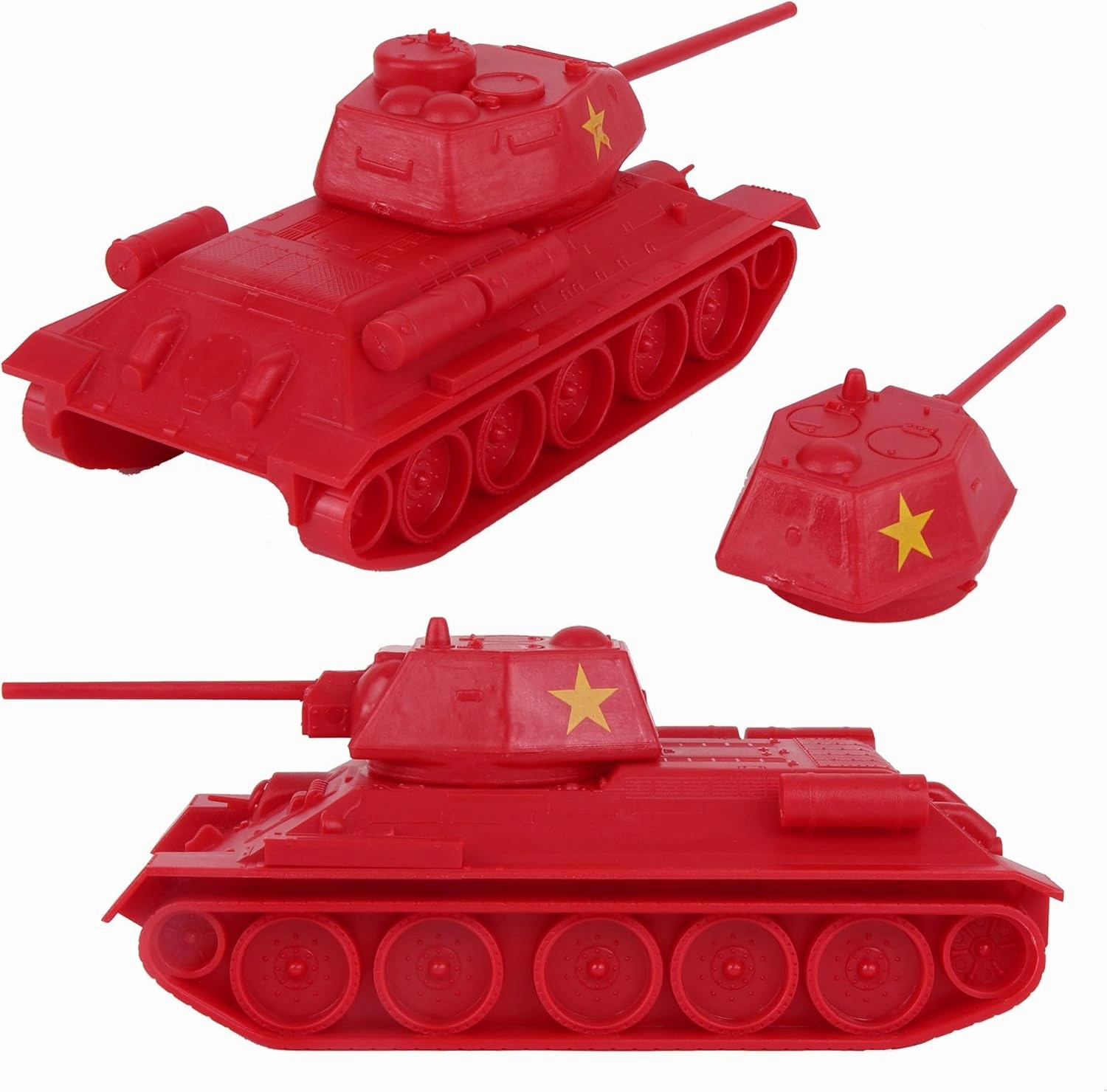 BMC CTS WW2 Soviet T-34 Tank - Red 1:40 Russian T34 Plastic Army Men Vehicle