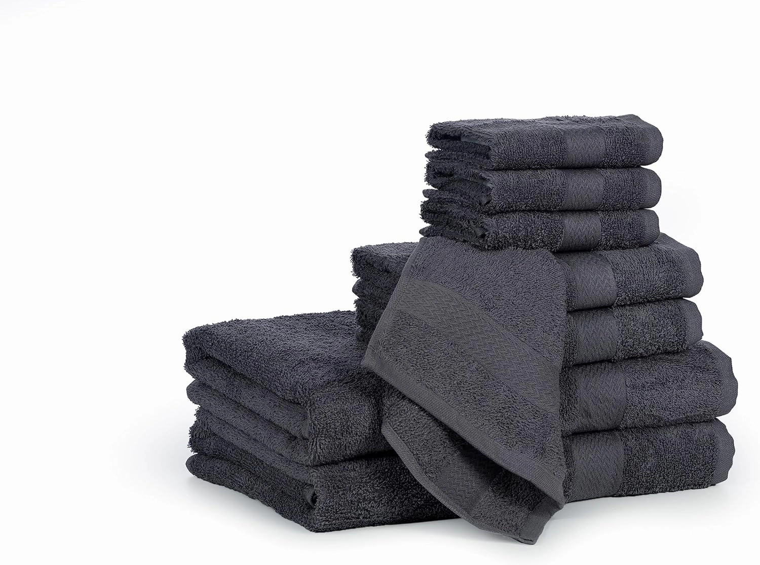 BolBom*S 8 Piece Towel Set-Ultra Soft 100% Pure Cotton 2 Large Grey Bath Towels 28x56, 2 Hand Towels for Bathroom 16x26, 4 Wash Cloths12x12, Bath Towels Ideal for Everyday Use, Hotel & Spa- Grey
