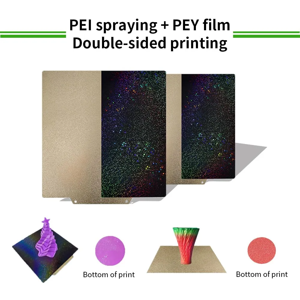 BORDSTRACT Double-Sided Build Plate, PEI Texture   PEY Color Film Spring Steel Flexible Plate 355x355mm Without Soft Magnetic Base for Most Models of 3D Printer Platforms