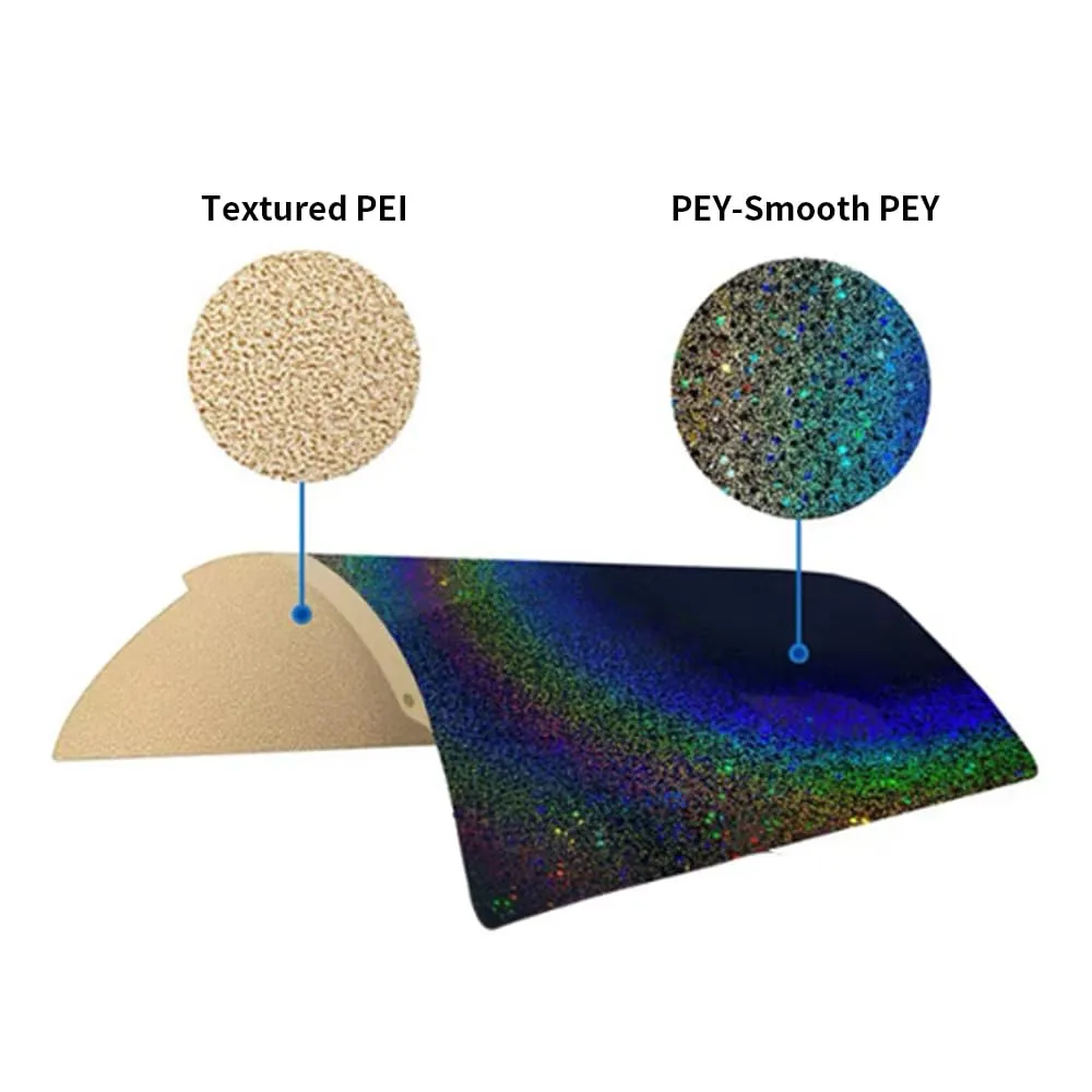 BORDSTRACT Double-Sided Build Plate, PEI Texture   PEY Color Film Spring Steel Flexible Plate 355x355mm Without Soft Magnetic Base for Most Models of 3D Printer Platforms