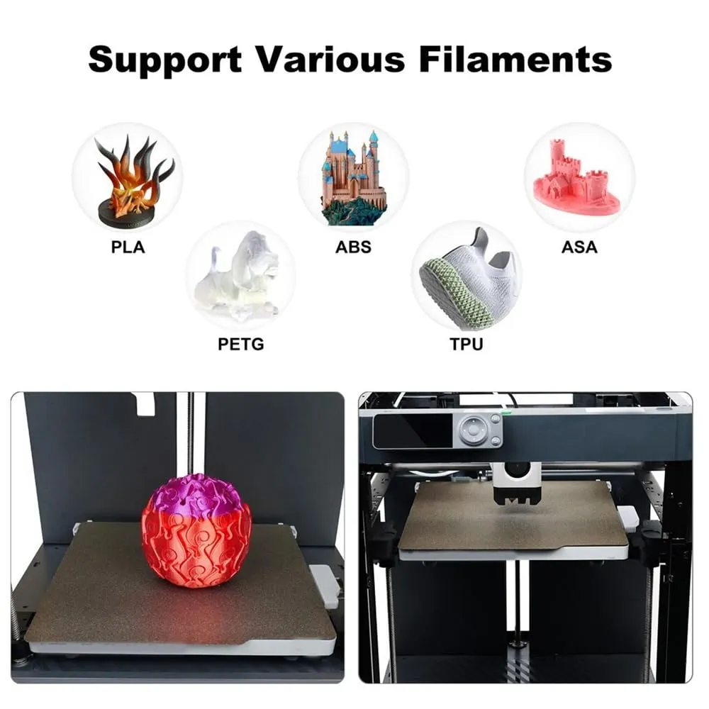 BORDSTRACT Double-Sided Build Plate, PEI Texture   PEY Color Film Spring Steel Flexible Plate 355x355mm Without Soft Magnetic Base for Most Models of 3D Printer Platforms