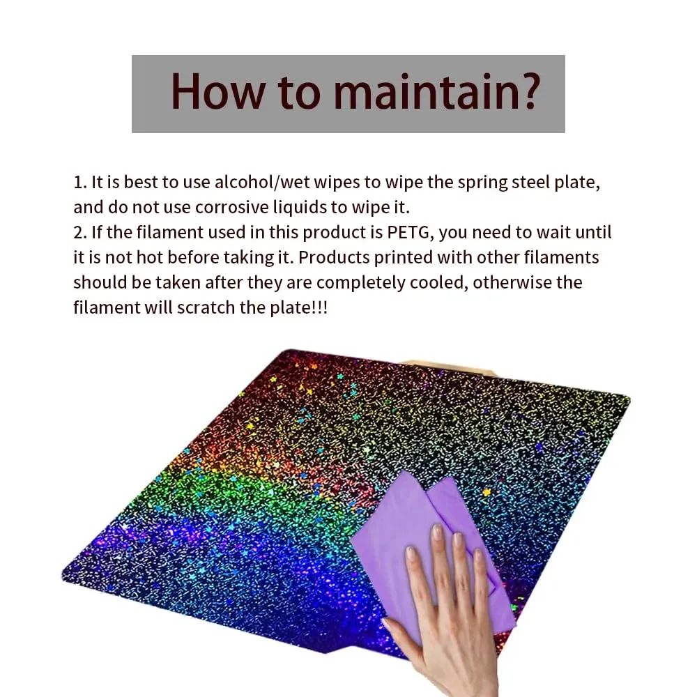 BORDSTRACT Double-Sided Build Plate, PEI Texture   PEY Color Film Spring Steel Flexible Plate 355x355mm Without Soft Magnetic Base for Most Models of 3D Printer Platforms